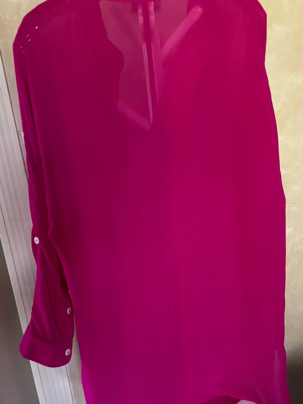 Tommy Bahama Mandarin Collar Tunic- Sheer Bright Pink Swim Cover-Up Blouse